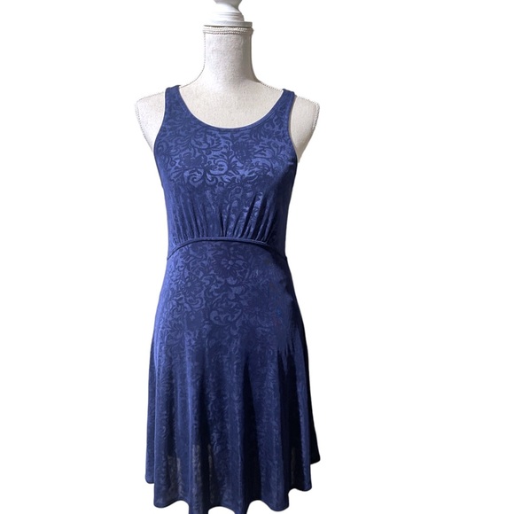 Free People Lady Jane Paisley Lace Fit & Flare Dress Navy - Picture 4 of 6